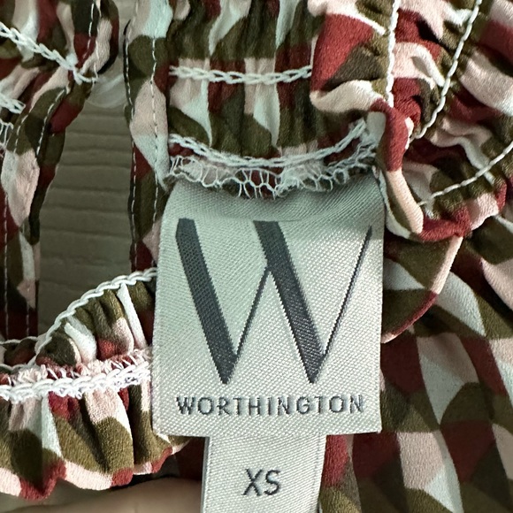 Worthington geo design smocked top xs - Picture 7 of 9